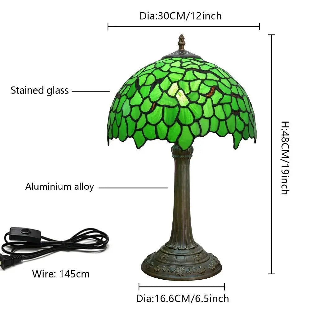 12inch Tiffany Table Lamps for Sale Stained Glass Green Leaves Lampshade Desk Lamp - CTL
