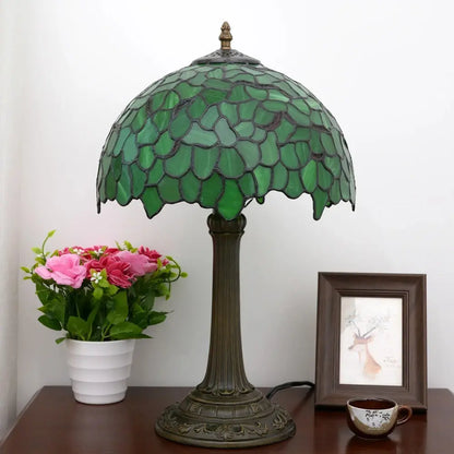 12inch Tiffany Table Lamps for Sale Stained Glass Green Leaves Lampshade Desk Lamp - CTL