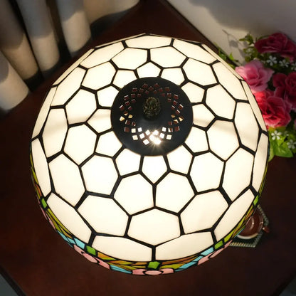12inch Tiffany Tulip Lamp Stained Glass Pink Lampshade Vintage Table Lamps - CTL