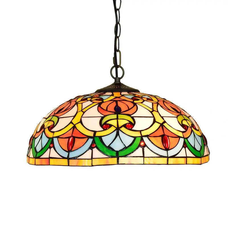 16inch Luxury Stained Glass Heart-shaped Beads Tiffany Style Pendant Light - CTL