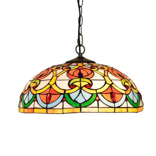 16inch Luxury Stained Glass Heart-shaped Beads Tiffany Style Pendant Light - CTL