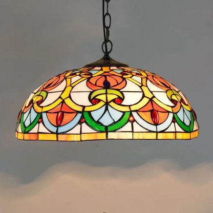 16inch Luxury Stained Glass Heart-shaped Beads Tiffany Style Pendant Light - CTL