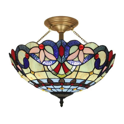 16inch 40cm Retro Tiffany Stained Glass Baroque Tiffany Ceiling Light Anti-chandelier - CTL