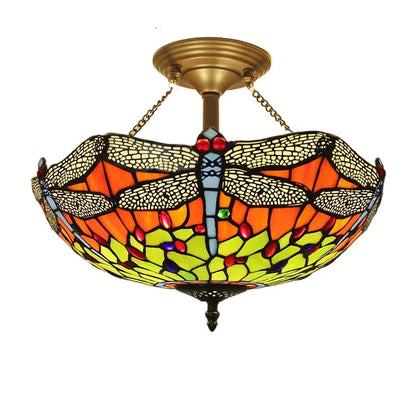 16inch 40cm Retro Tiffany Stained Glass Baroque Tiffany Ceiling Light Anti-chandelier - CTL