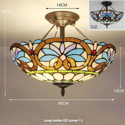 16inch 40cm Retro Tiffany Stained Glass Baroque Tiffany Ceiling Light Anti-chandelier - CTL
