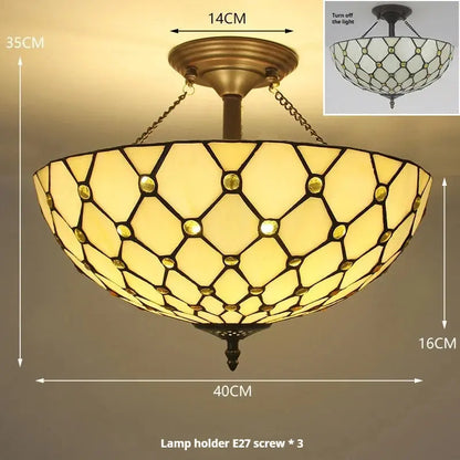 16inch 40cm Retro Tiffany Stained Glass Baroque Tiffany Ceiling Light Anti-chandelier - CTL