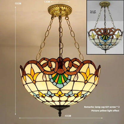 16inch 40cm Stained Glass Baroque Vintage Anti-chandelier Tiffany Pendant Light - CTL