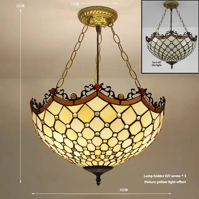 16inch 40cm Stained Glass Dragon Tail Tiffany Pendant Light Vintage Anti-chandelier - CTL