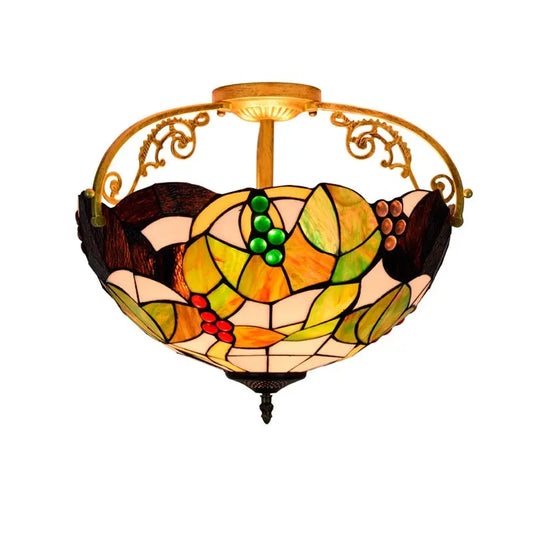 16inch Stained Glass Grapes Flower Tiffany Ceiling Lights - CTL