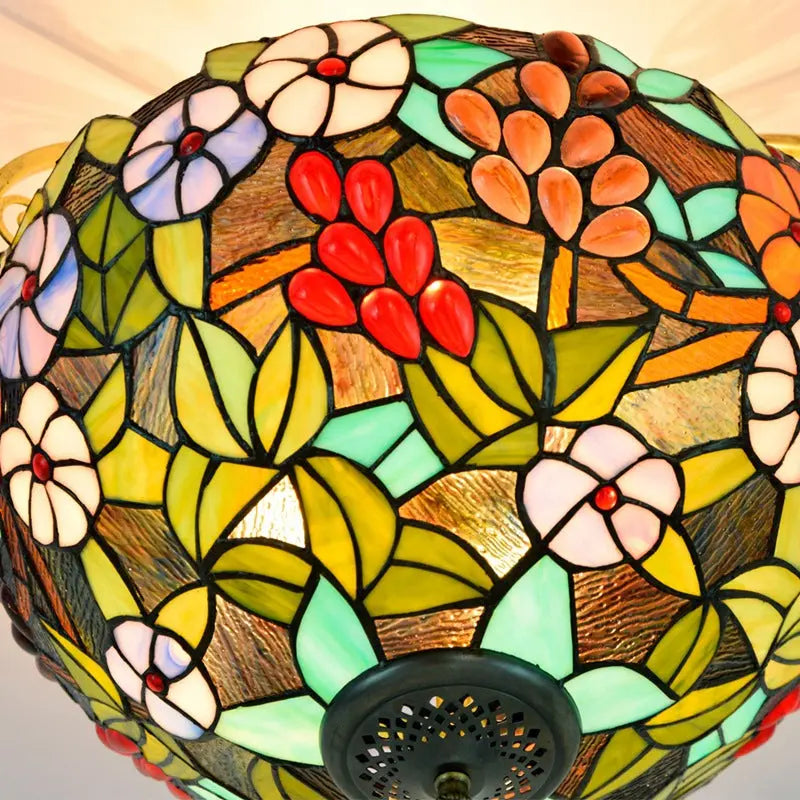 16inch Stained Glass Flower Lampshade Vintage Tiffany Ceiling Light - CTL