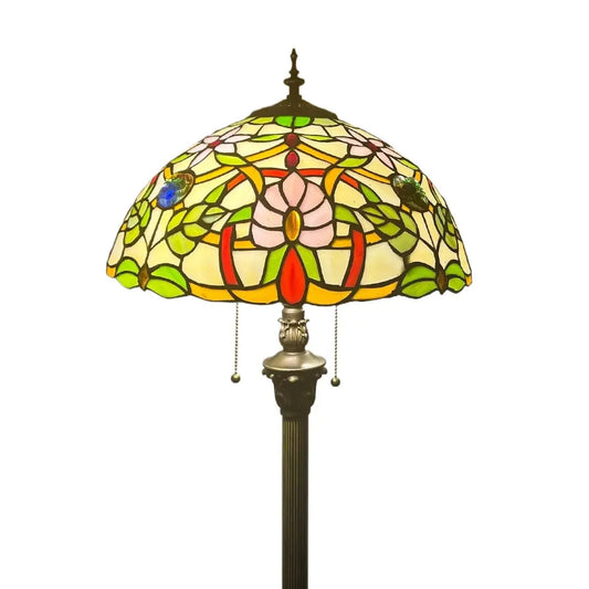16inch Stained Glass Tall Lamp Grape Rose Lampshade Tiffany Floor Light - CTL