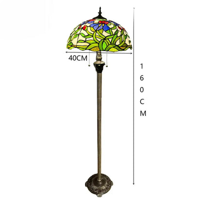 16inch Stained Glass Tall Lamp Grape Rose Lampshade Tiffany Floor Light - CTL