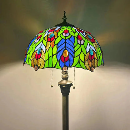 16inch Stained Glass Tall Lamp Grape Rose Lampshade Tiffany Floor Light - CTL