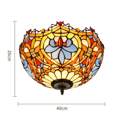 16inch Stained Glass Beads Lampshade Tiffany Ceiling Lamps - CTL