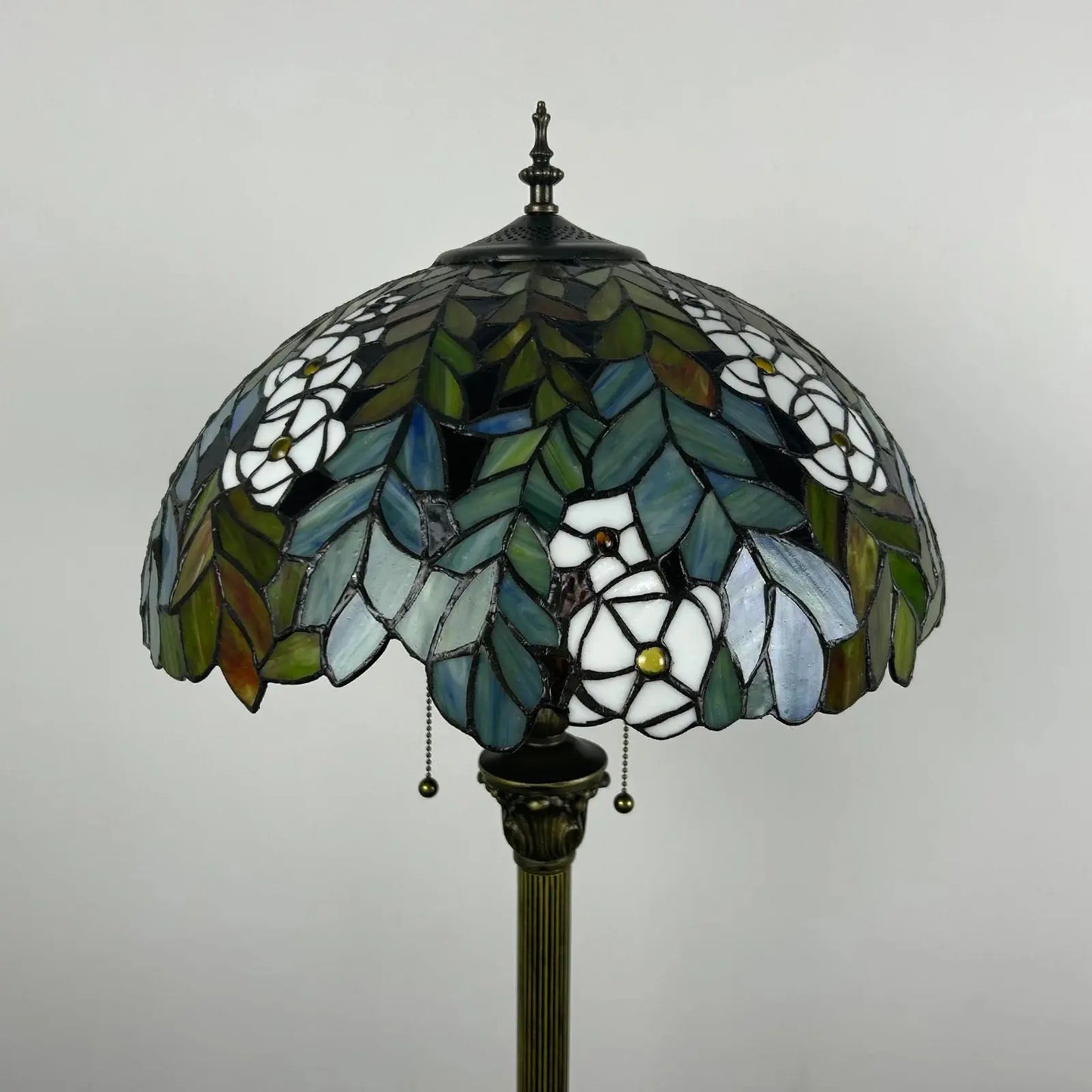 16inch 40cm Stained Glass Leaf Dragonfly Rose Lampshade Vintage Tiffany Floor Lamp - CTL