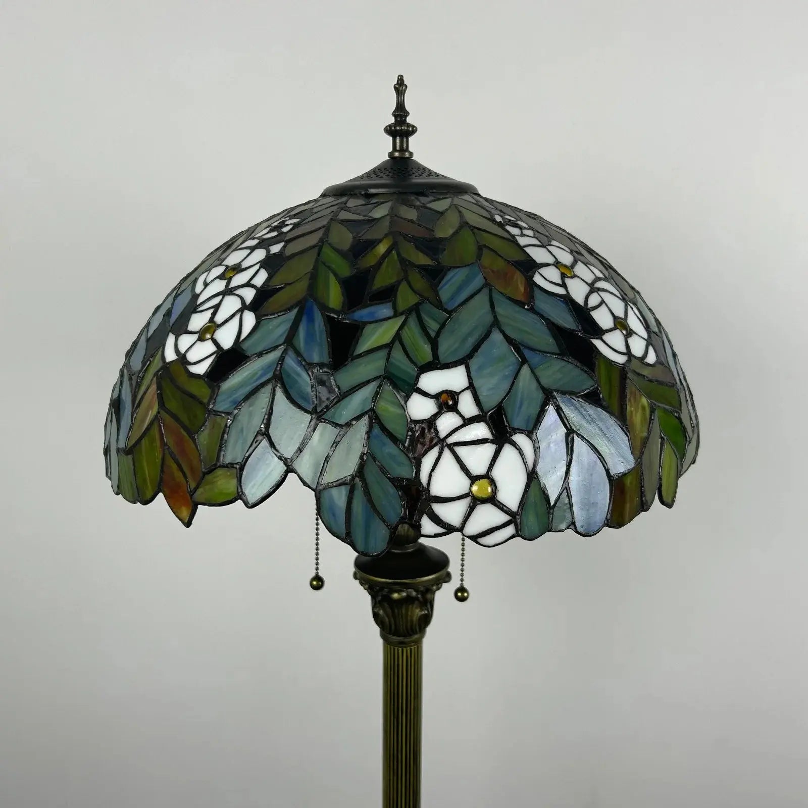 16inch 40cm Stained Glass Leaf Dragonfly Rose Lampshade Vintage Tiffany Floor Lamp - CTL