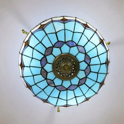 16inch Stained Glass Blue Lampshade Tiffany Ceiling Light - CTL