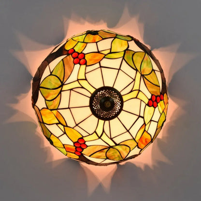 16inch Stained Glass Flower Lampshade Tiffany Style Ceiling Light - CTL