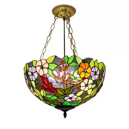 16inch 40cm Stained Glass Pastoral Grapes Tiffany Pendant Light Vintage Anti-chandelier - CTL