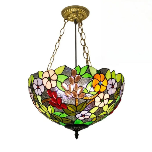16inch 40cm Stained Glass Pastoral Grapes Tiffany Pendant Light Vintage Anti-chandelier - CTL