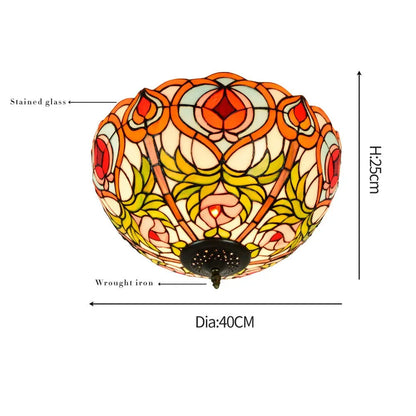 16inch Stained Glass Peach Lampshade Tiffany Ceiling Lamps - CTL
