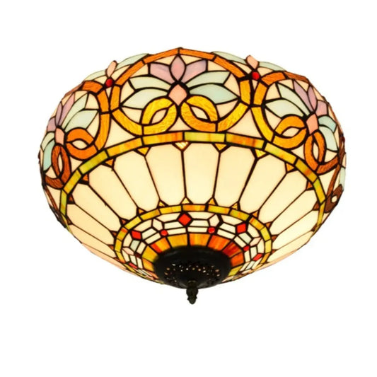 16inch Stained Glass Floral Lampshade Vintage Tiffany Ceiling Light - CTL