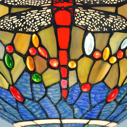 16inch Stained Glass Blue Dragonfly Lampshade Tiffany Style Ceiling Light - CTL