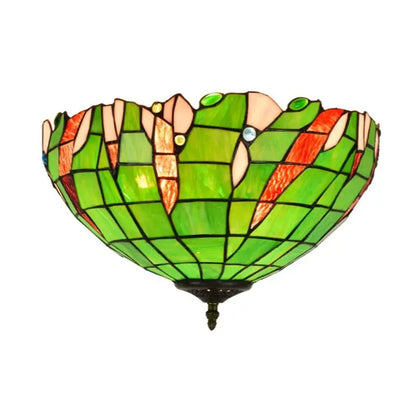 16inch Stained Glass Green Lampshade Tiffany Style Ceiling Light - CTL