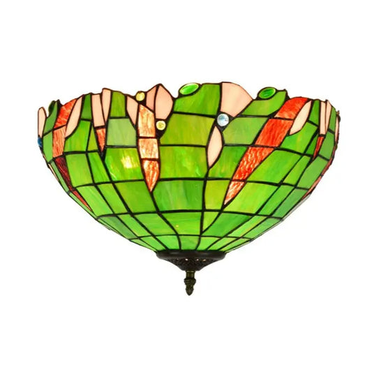 16inch Stained Glass Green Lampshade Tiffany Style Ceiling Light - CTL