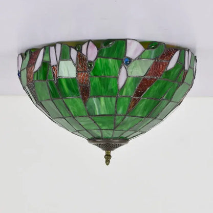 16inch Stained Glass Green Lampshade Tiffany Style Ceiling Light - CTL