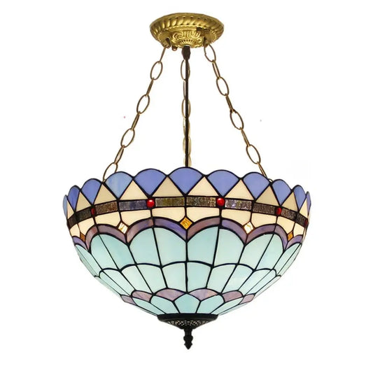16inch 40cm Stained Glass Sea Air Blue Vintage Anti-chandelier Tiffany Pendant Light - CTL