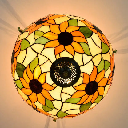 16inch Vintage Stained Glass Sunflower Tiffany Ceiling Light - CTL