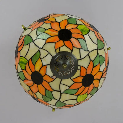 16inch Vintage Stained Glass Sunflower Tiffany Ceiling Light - CTL