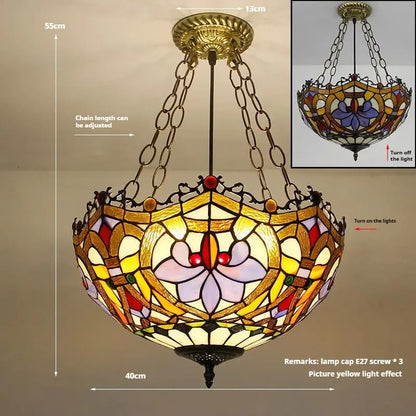 16inch 40cm Stained Glass Tail Baroque Tiffany Pendant Light Vintage Anti-chandelier - CTL