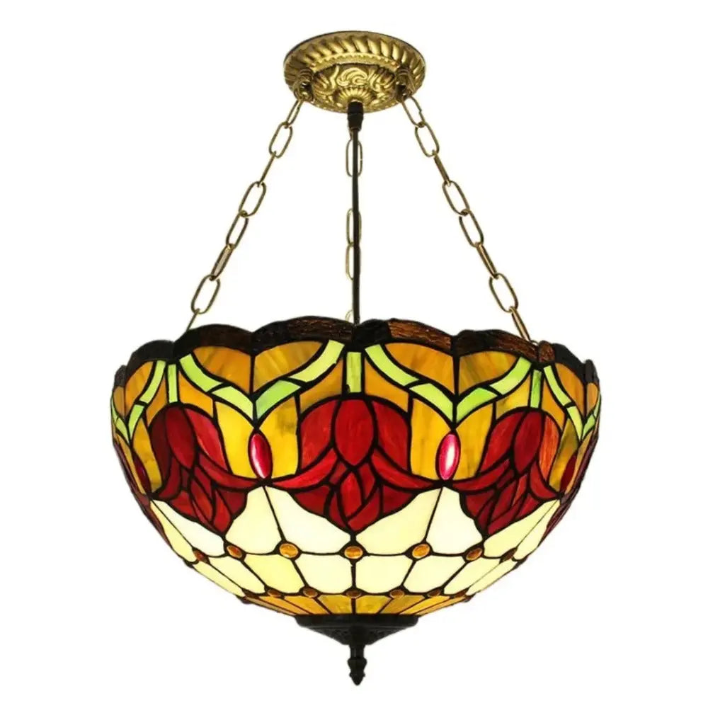 16inch 40cm Stained Glass Tulip Floral Vintage Anti-chandelier Tiffany Pendant Light - CTL