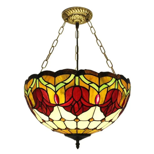 16inch 40cm Stained Glass Tulip Floral Vintage Anti-chandelier Tiffany Pendant Light - CTL