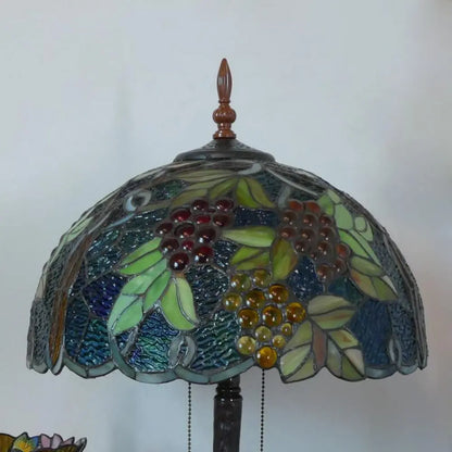 16inch Luxury Double Head Tiffany Stained Glass Grape Lampshade Vintage Desk Lamp - CTL