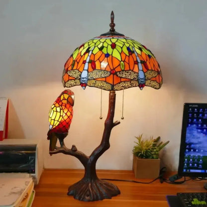 16inch Luxury Double Head Tiffany Stained Glass Grape Lampshade Vintage Desk Lamp - CTL