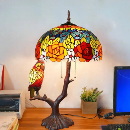 16inch Luxury Double Head Tiffany Stained Glass Grape Lampshade Vintage Desk Lamp - CTL