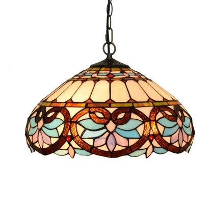 16inch Luxury Stained Glass Heart Lampshade Vintage Tiffany Style Pendant Light - CTL