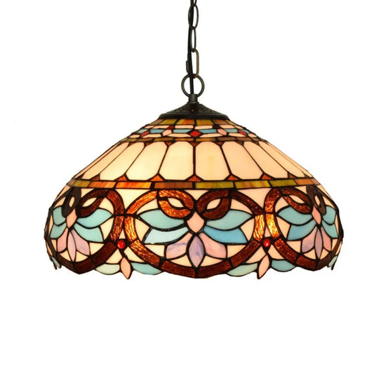 16inch Luxury Stained Glass Heart Lampshade Vintage Tiffany Style Pendant Light - CTL