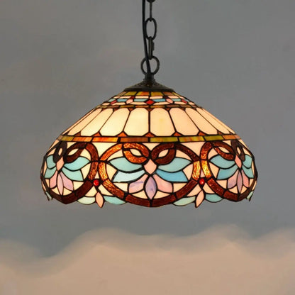 16inch Luxury Stained Glass Heart Lampshade Vintage Tiffany Style Pendant Light - CTL