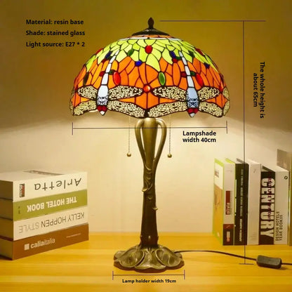 16inch Retro Stained Glass Pastoral Lampshade Vintage Tiffany Table Lights - CTL