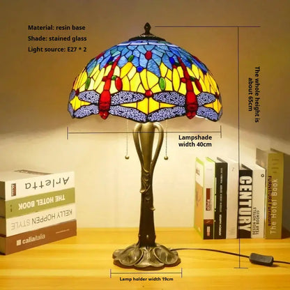 16inch Retro Stained Glass Pastoral Lampshade Vintage Tiffany Table Lights - CTL