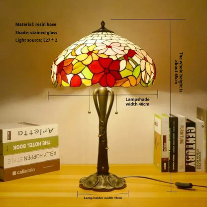 16inch Retro Stained Glass Pastoral Lampshade Vintage Tiffany Table Lights - CTL