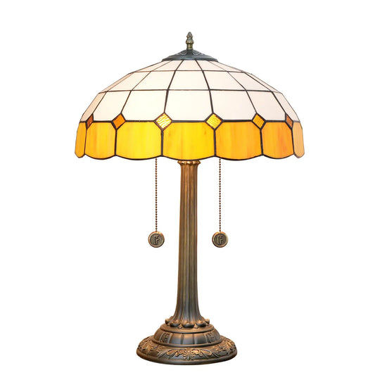 16inch Stained Glass Classical Mediterranean Orange Plaid Bar Bedroom Table Lamp - CTL