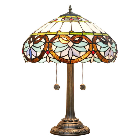 16inch Stained Glass Classical Retro Blue Heart Lampshade Bar Bedroom Bedside Light - CTL