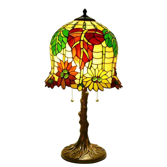 16inch Stained Glass Desk Light Flower Lampshade Large Tiffany Table Lamps - CTL