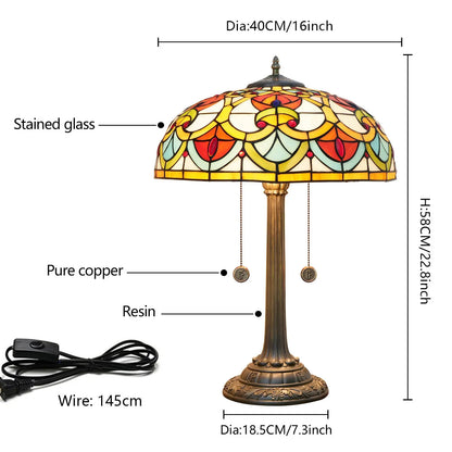 16inch Stained Glass Heart-shaped Beads Lampshade Bar Bedroom Tiffany Table Lamp - CTL