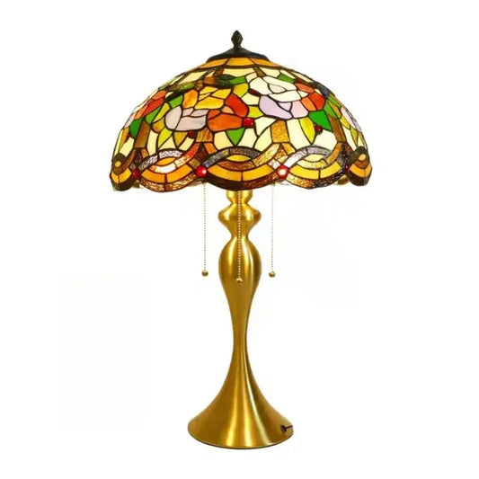 16inch Stained Glass Lampshade Home Office Bedside Light Vintage Tiffany Desk Lamp - CTL